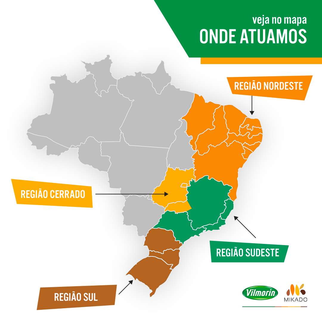 mapa revendedores da vilmorin mikado no Brasil